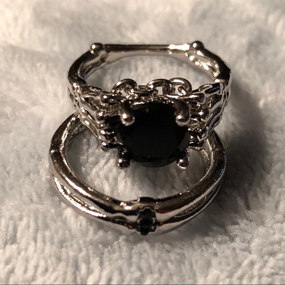 Skeleton & Stone Ring Set